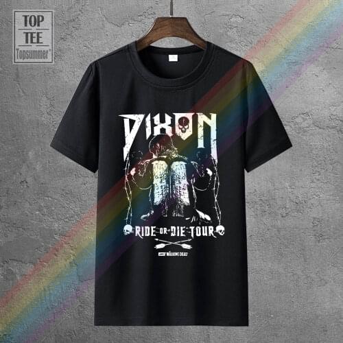 The Walking Dead Mens T Shirt Daryl Dixon Ride Or Die Tour Wing Image