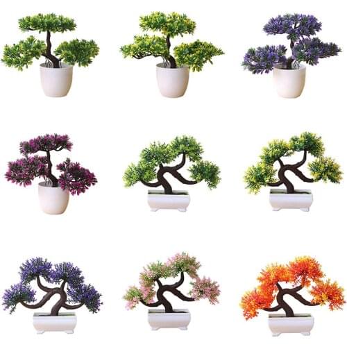 Artificial Plant Tree Bonsai Fake Potted Ornament Home Hotel Garden Decoration Bonsai Green Fake Plants For Garden/Balcony Decor