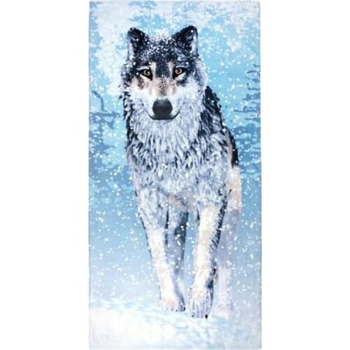 Beautiful Wild Life Snow Wolf Lightweight Sport Towel Microfiber Wolf Beach Travel Towels for Swimmer Bath Men Bathroom Gifts