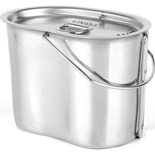 Lixada Stainless Steel Camping Canteen Cup Outdoor Hanging Pot Canteen Cup for Outdoor Camping Hiking Backpacking Picnic