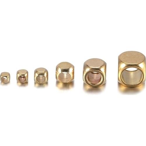 DIY Copper Beads for Jewelry Making Kit 2-6mm Smooth Square 18K Electroplating Loose Beads Beaded Material Wholesale