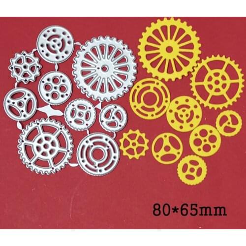 Metal Cutting Dies 9pcs Gears Craft Knife Blade Die Stencils for Scrapbooking Decorative DIY Photo Album Card Making Mould Die