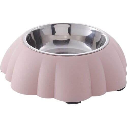 Dog Bowl Anti-slip Base Stainless Steel Metal Pet Puppy Animal Food Water Feeder Bowls Cute Flower Shape Dog Bowl Cat Bowl