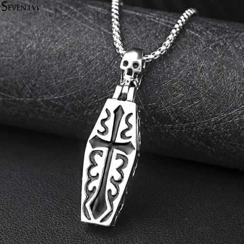 Fashion Jewelry for Men Coffin Pendant Fashion Necklaces Surprise Gift Death High Quality Titanium Steel Metal Charm Bracelet