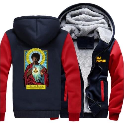 Saint Jules Pulp Fiction Movie YHWH Funny Hoodie Men 2019 Winter Jackets Bodyarmer Fleece High Quality Men Thicken Hoodies