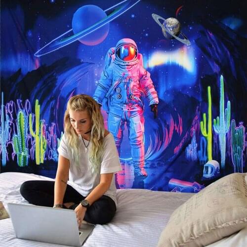 Hanging Wall Decorative Tapestry Star/Astronaut Print Blanket Carpet for Bedroom Living Room Sofa Headboard