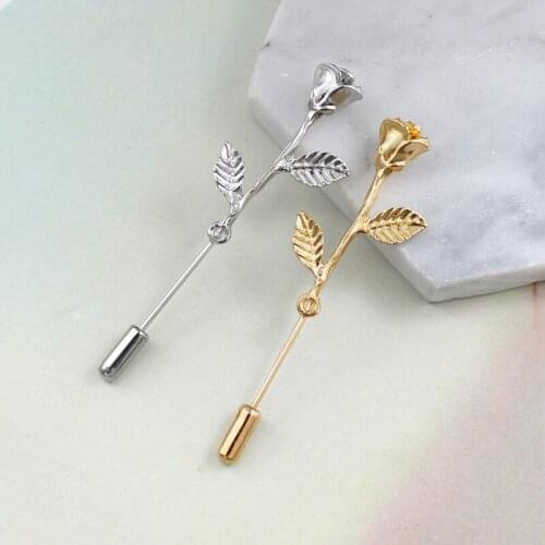 New Creative Golden Silver Rose Brooch Retro Fashion Clothes Backpack Pin Jewelry Accessories For Lovers Holiday Best Gifts