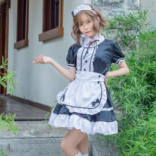 New Sexy Sweet Gothic Lolita Dress French Maid Costume Anime Cosplay Sissy Maid Uniform Plus Halloween Costumes For Women M-5XL