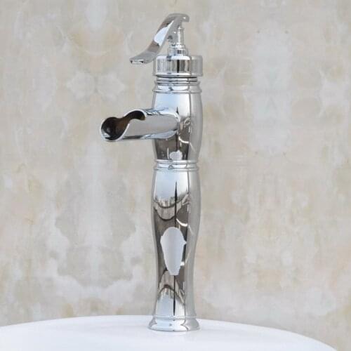 NEW "Water Pump Look" Style Tall Polished Chrome Brass Bathroom Sink Basin Mixer Tap Faucet One Hole Single Handle mcy022