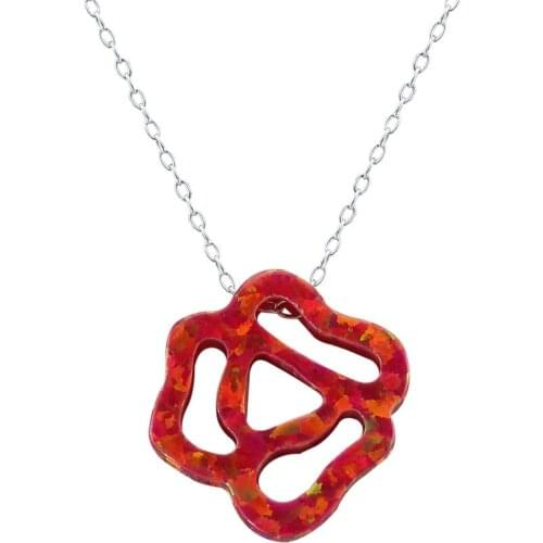 Rose necklace jewelry fire opal necklace natural stone 925 sterling silver chain real stone necklace fashion collana donna