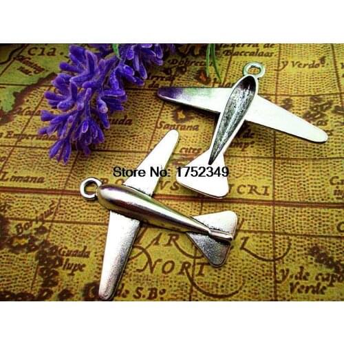 20pcs-- Airplane Charms Antique Tibetan Silver Tone 3D Aircraft plane charm pendant 46x52mm