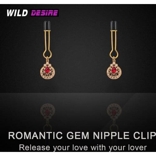 NEW ARRIVAL Nipple Sexy Gem Nipple Clamp BDSM Slave Metal Sex Nipple Clamps With Weight Crystal Pendant Intimate Goods For Women