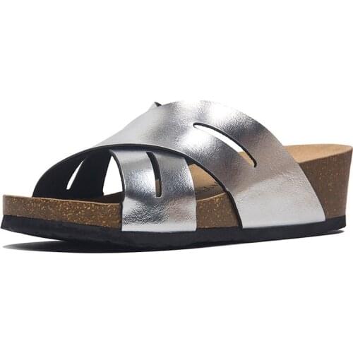 Casual Soft Cork Wedge Slippers Women Summer Beach Slide Sandals Flip Flops 5cm High Heels Cross Girl Couple House Outside Shoes