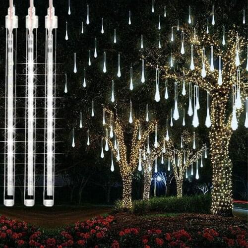 8 Tubes Meteor Shower Rain LED String Lights 50cm AC110-240V Drop Raindrop Snow Falling Lamp Outdoor Garden Party Home Decor