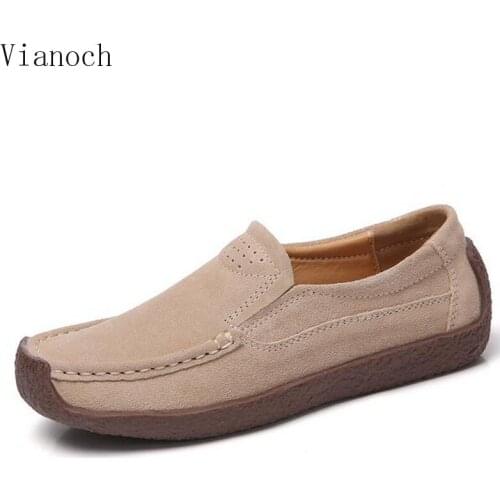Fashion New Shoes Women Spring Summer Flats Soft Shoe Leather Loafers Slip On Lady Big Size 41 42 wo18081160