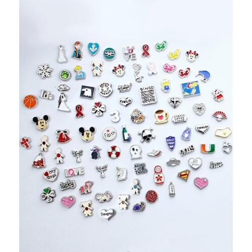 Jewelry for Women Kids Gift Necklace 100pcs mixed style floating locket memory charms random for floating locket a wholesales
