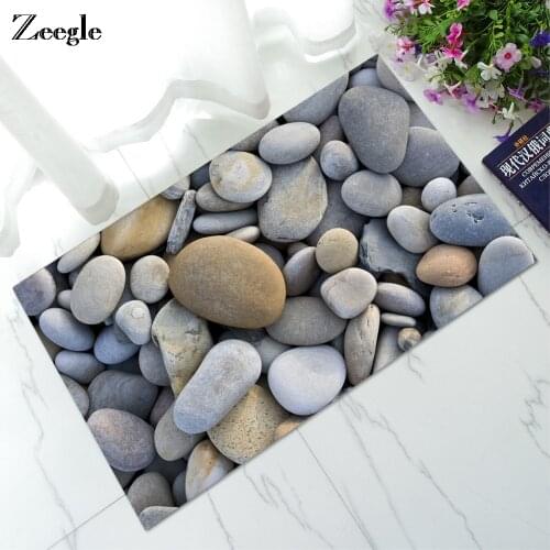 Zeegle 3D Stone Floor Mat Printed Carpet Door Mat Bathroom Carpet Foot Mat for Hallway Absorbent Kitchen Area Rug Toilet Rugs