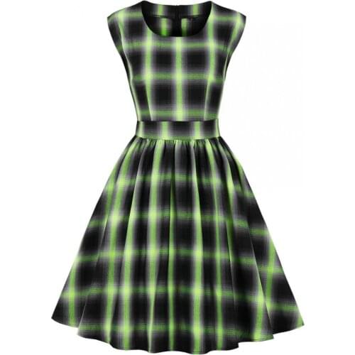 Night Elegant Black Vintage Pin Up 60s 50s Swing Dresses Women Dotted Sleeveless High Waist Rockabilly Retro Dress 2021