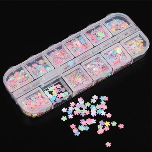 1 bag/box Mixed Nail Glitter Powder Sequins Colorful Nail Flakes Sticker 3D DIY Nail Sliders Dust For Nail Art Decorations