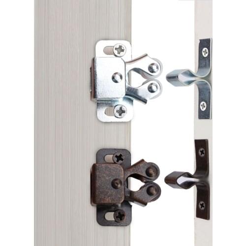 2pcs Metal Door Stop bumper Closer Stoppers Damper Buffer invisible Wardrobe lock cabinet catches with clips Furniture Hardware