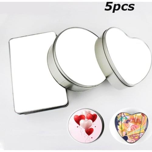 5pcs Sublimation Blank Candy Box DIY,Cookies Box Birthday/Wedding Gift Boxes,Tin Metal Pencil Case Pen Box Storage School Box