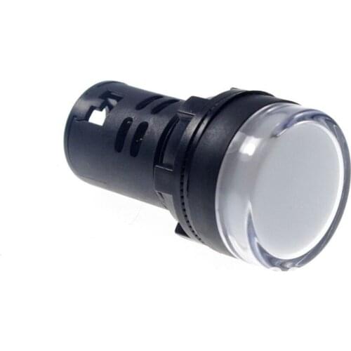 5pcs White 220VAC 22mm Mount LED Power Indicator Signal Light 50mm Height