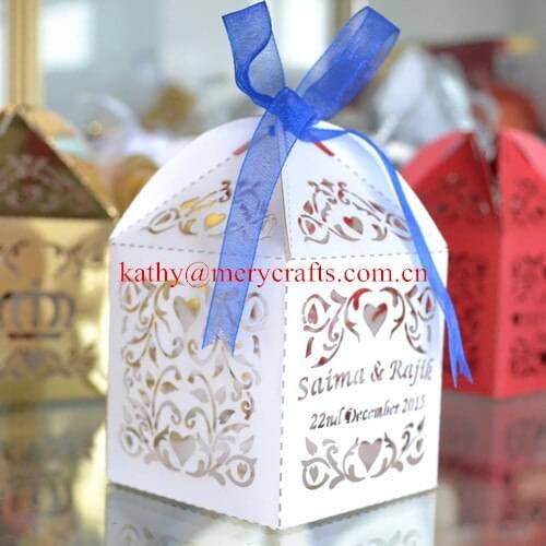 50pcs Sweet Love Vine Favor Boxes With Custom Names, Personalised Wedding Favor Boxes Laser Cut