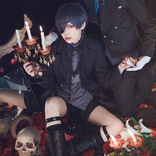 Anime Black Butler Cosplay Cotumes Ciel Phantomhive Demon Devil Black Unisex Uniform Outfits