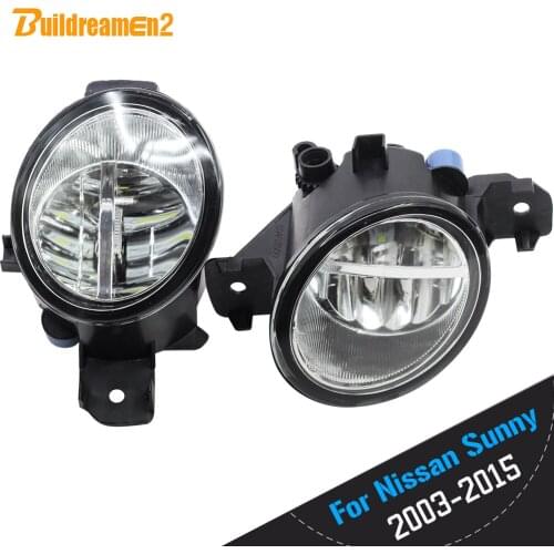 Buildreamen2 For Nissan Sunny 2003-2015 Car 4000LM H11 LED Lamp Right + Left Fog Light Assembly DRL Daytime Running Light 12V
