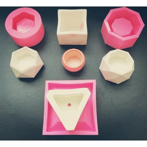 DIY Plaster Tray Silicone Concrete Molds Succulent Plant Flower Pot Mold Ashtray Candle Holder Gypsum Cement Planter Mould