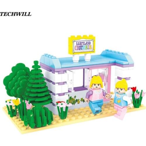 Girls Pretend Play Toys Doll Houses Building Blocks DIY Assemble Blocks For Children Kids Gift Creative Fairlyland Chamber Block