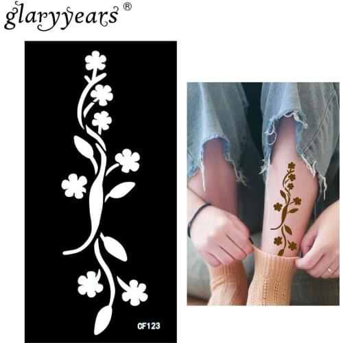 Glaryyears Henna Tattoo Stencil Rose Pattern Paste Drawing Lady Leg Body Art Tattoo Stencil Sexy Product Waterproof HN-CF123