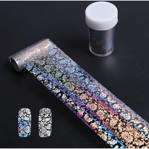 Holographic Nail Foil sticker 100*20cm beautiful Flower Paper Transfer Sticker Manicure Nail Art Decoration