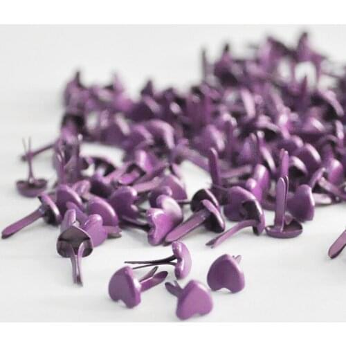 Happymems Valentines Day Purple Heart Metal Brads 500PCS/lot DIY Embellishments Scrapbooking Crafts Love Home Decor Fastener