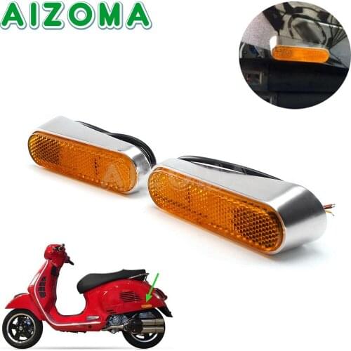 Chrome LED Motorcycle Turn Signal Light For Piaggio Vespa GTS 300 Sprint/Primavera 150 Amber Flasher Indicator Blinker Rear Lamp