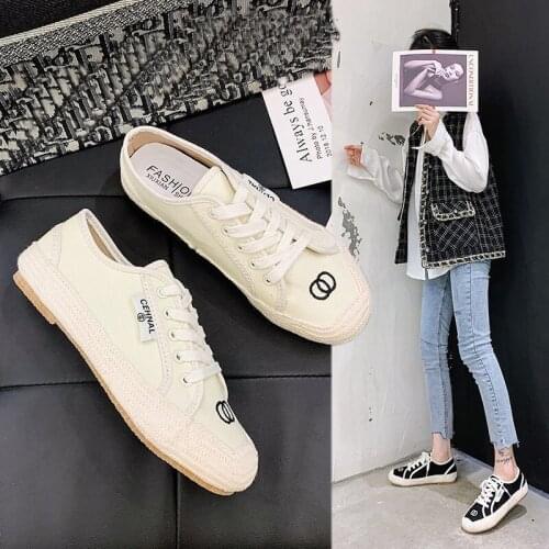 Embroidered Canvas Women Shoes White sneakers Braided lace Causal worke Footwear 2020 New Autumn Vulcanization Chaussures Femme