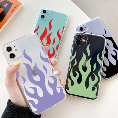 Fashion Flame Pattern Phone Case For iPhone 12 12pro mini 11 XS Pro MAX 6 6S 7 8 Plus X XR 5 SE 2020 Wave Clear Soft Cover Coque
