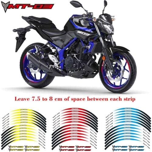 New high quality 12 Pcs Fit Motorcycle Wheel Sticker stripe Reflective Rim For Yamaha MT-03 MT03