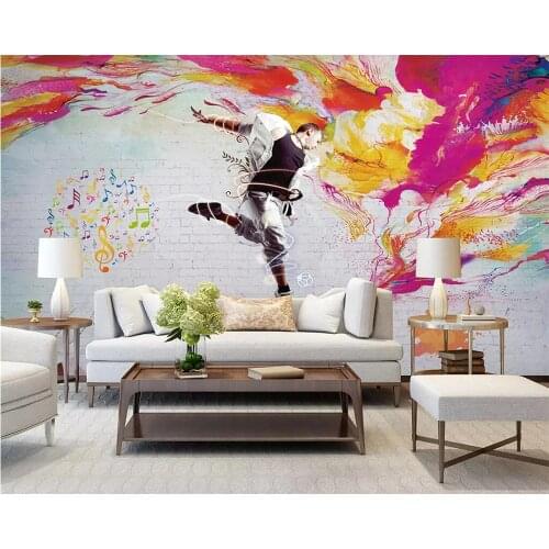 Beibehang Custom wallpaper modern hand-painted brick wall vibrant youth painted TV background home decoration mural 3d wallpaper