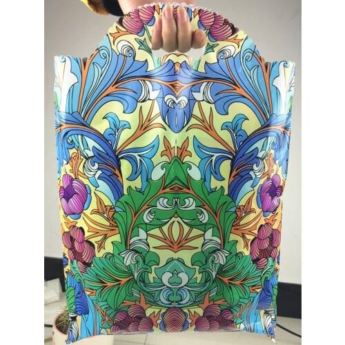 Wholesale 50pcs Dress Print Pink Plastic Bag 25x35cm Big Jewelry Boutique Gift Packaging Plastic Shopping Bags With Handle