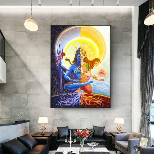 Lord Shiva Wall Posters and Prints, Hindu Gods Canvas Paintings on The Wall, Unframed Indian God Pictures for Living Room Wall