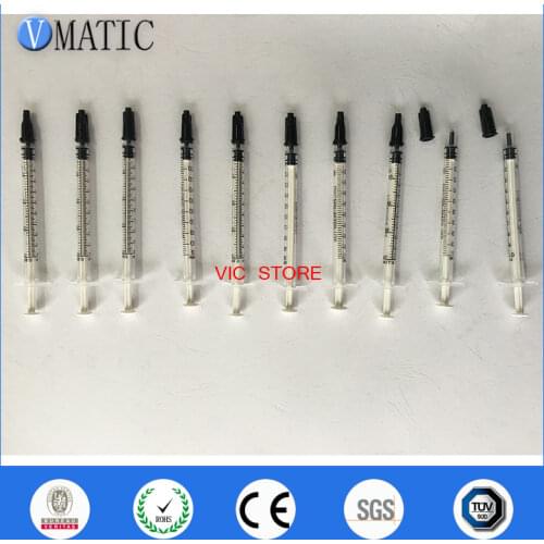 Free Shipping 10 pcs Dispensing Syringes 1cc 1ml Plastic Syringe With Black Tip Cap