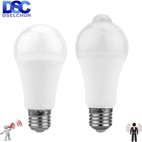 LED PIR Motion Sensor Bulb 5W 7W 9W 12W Sound Sensor Lamp AC 110V 220V Auto Smart Led PIR Infrared Body E27 Light Bulb