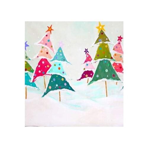 TR 8X8FT New Sale Christmas Cartoon Trees Photography Backdrops Newborn Baby Christmas Photo Background for Celebration Studio