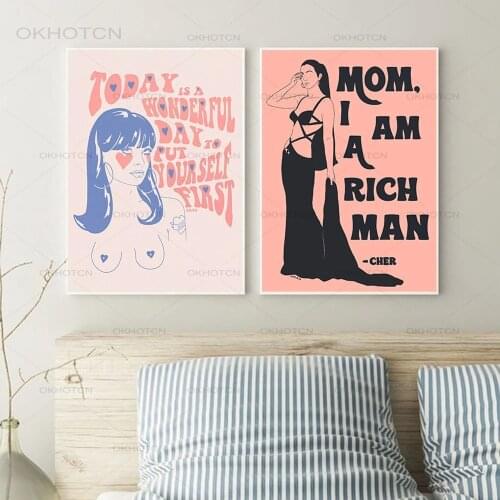 Vintage Canvas Painting Feminist Art Print Today Quote Posters and Prints Self Love Feminism Picture for Living Room Home Decor