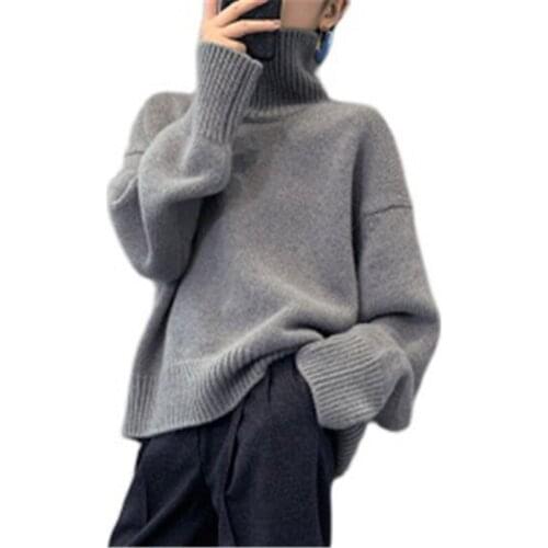 Turtleneck Loose Womens Knitted Sweaters Cashmere 2020 New Autumn winter Lady Trendy Pullover Bottoming Shirts Female Base Tops