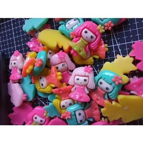 1pcs/lot resin flat back girl with dress 33mm Scrapbook Embellishment DIY Phone Decoration