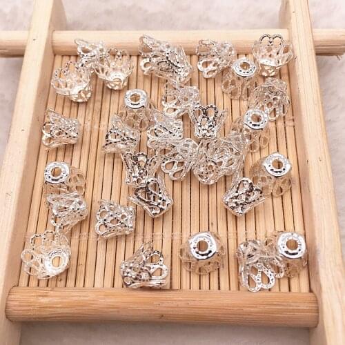 100pcs Jewelry Accessories Beads Caps Medium wine cup Silver/Gold/Dull Silver Plating For DIY Necklace Bracelet