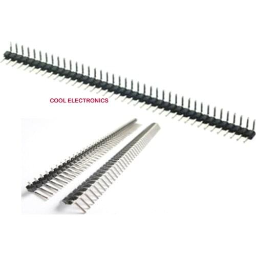 200pcs Right Angle 1*40P Single Row Male 1X40 Pin Header Strip 2.54mm Copper Connector