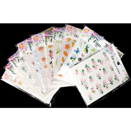 3D Floral Nail Sticker Colorful Small Flowers Flake Nail Art Decals Cute Plant Paper Slider for DIY Manicure Design Decoration